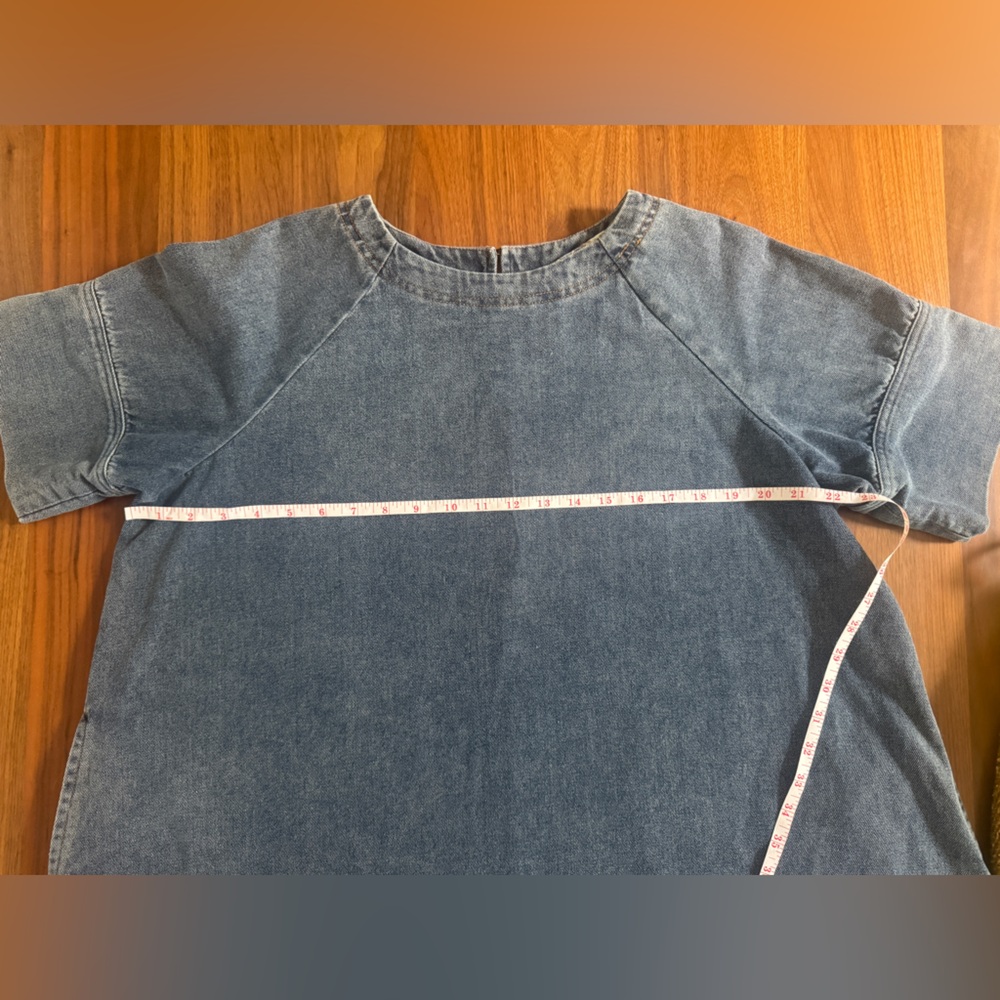 Anthropologie Porridge Short-Sleeve Denim Swing Mini Dress - Picture 12 of 13